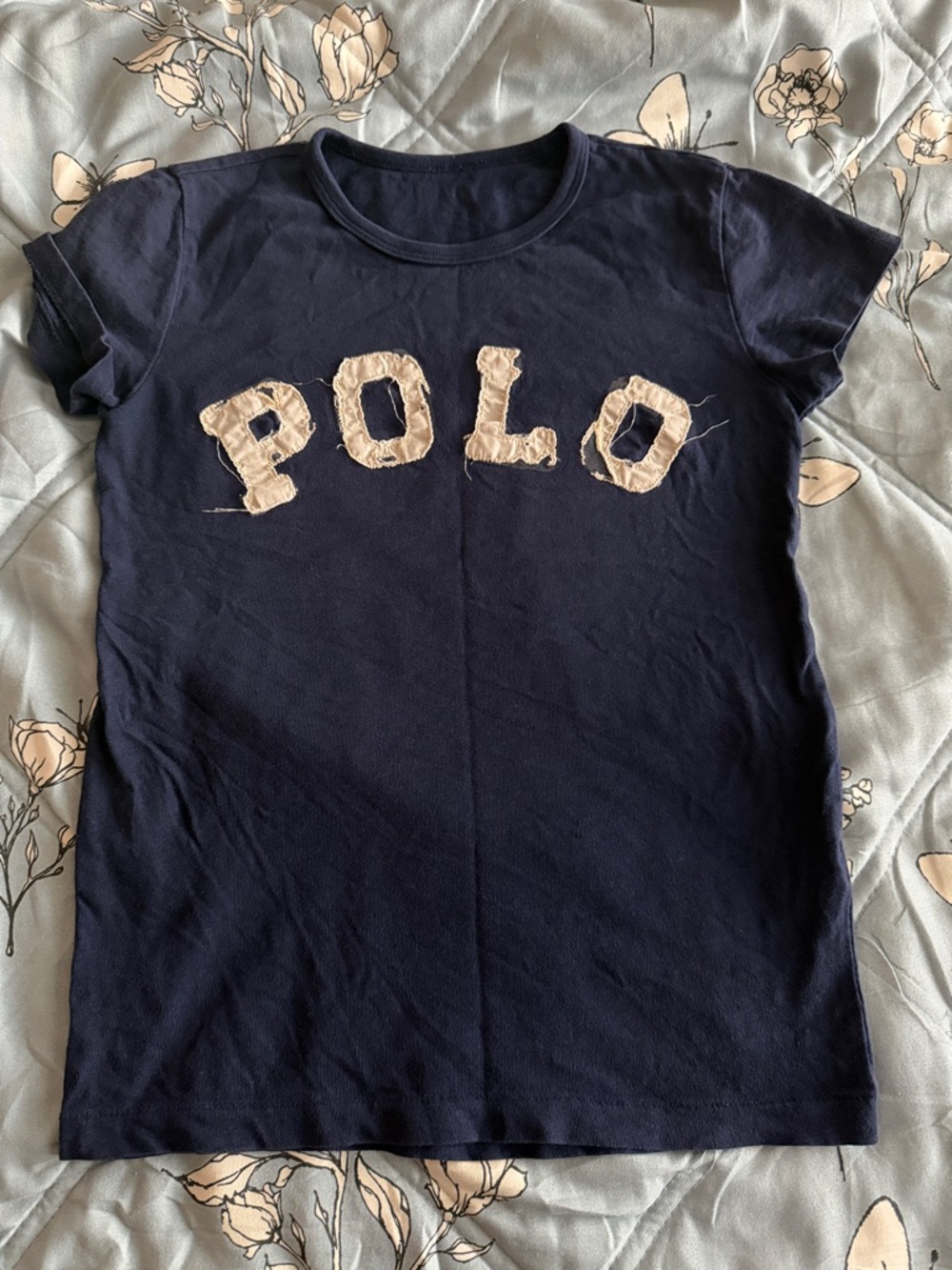 Polo by Ralph Lauren Navy Short Sleeve Tee with Cream Appliqué Logo
